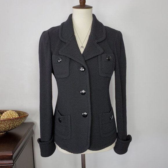 St. John Jackets & Blazers - St. John Caviar Black Knit Blazer Jacket, 4